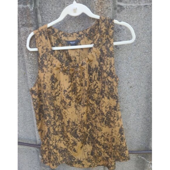 Simply Vera Wang Tank Blouse Womens Gold Black Polyester Sleeveless Size L - Picture 1 of 4